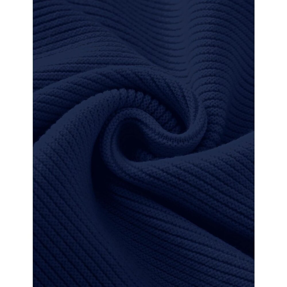 Women's Pullover Sweater Tops Navy Crew Neck Long Sleeve Casual Loose Knit - Picture 7 of 9